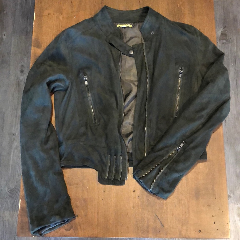 Faux suede olive green jacket